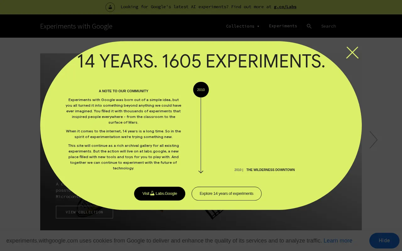 Experiments with Google — preview screenshot