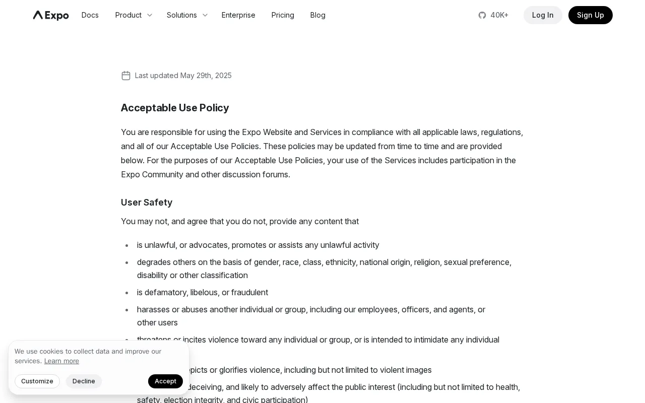 Expo — pricing page