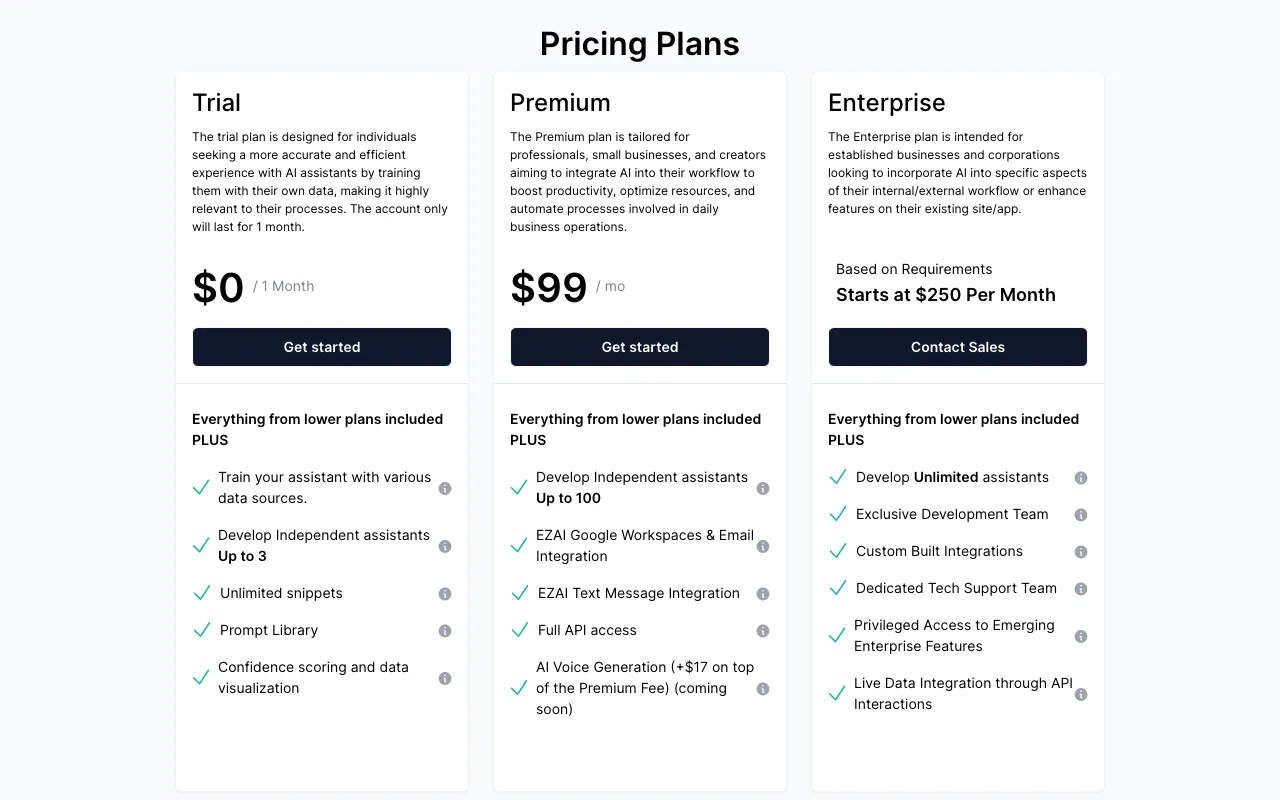 ezai.io — pricing page