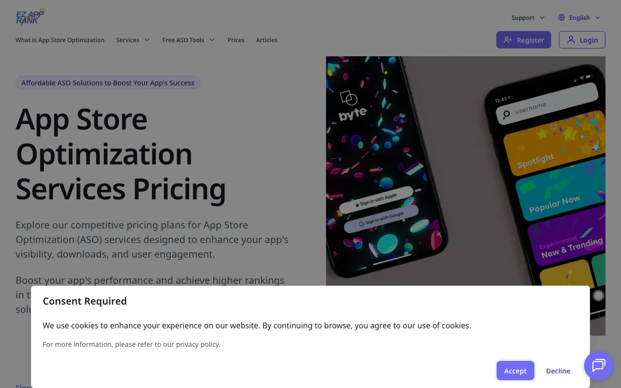 EzAppRank — pricing page