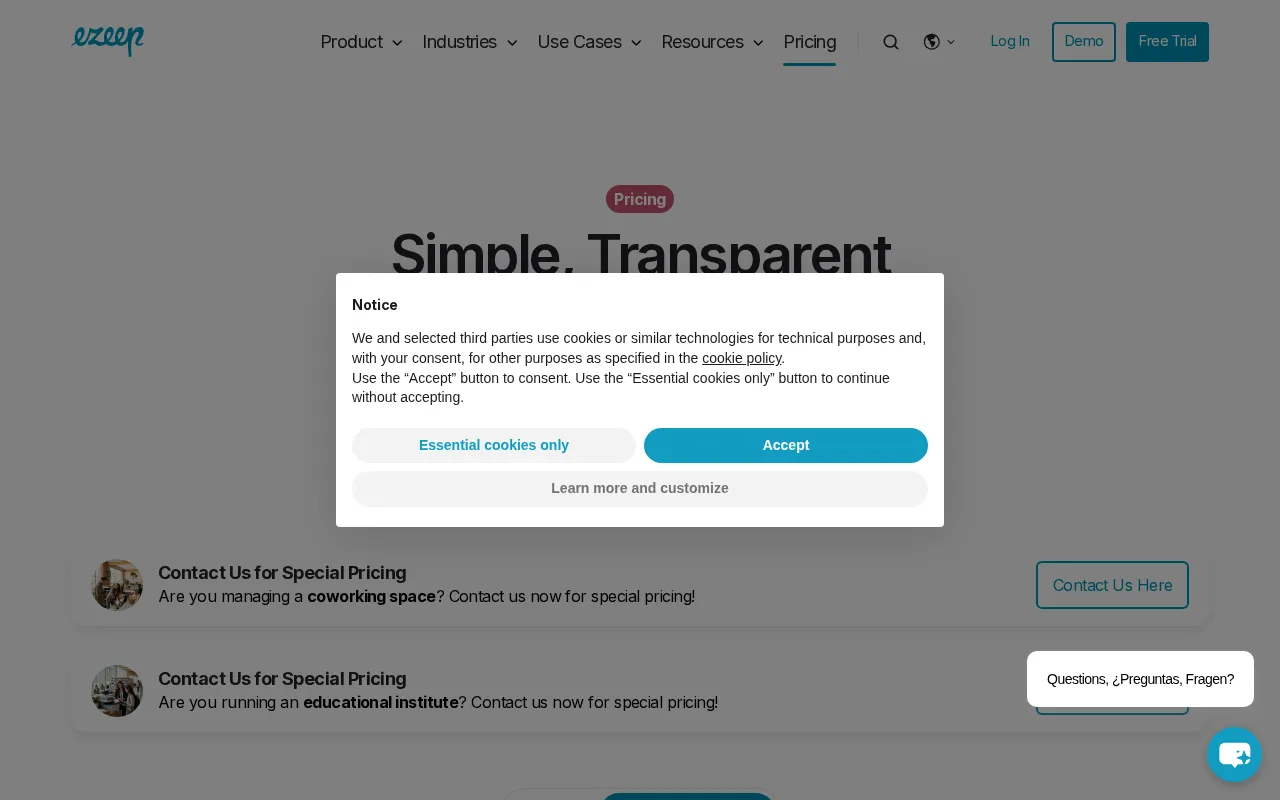 ezeep — pricing page