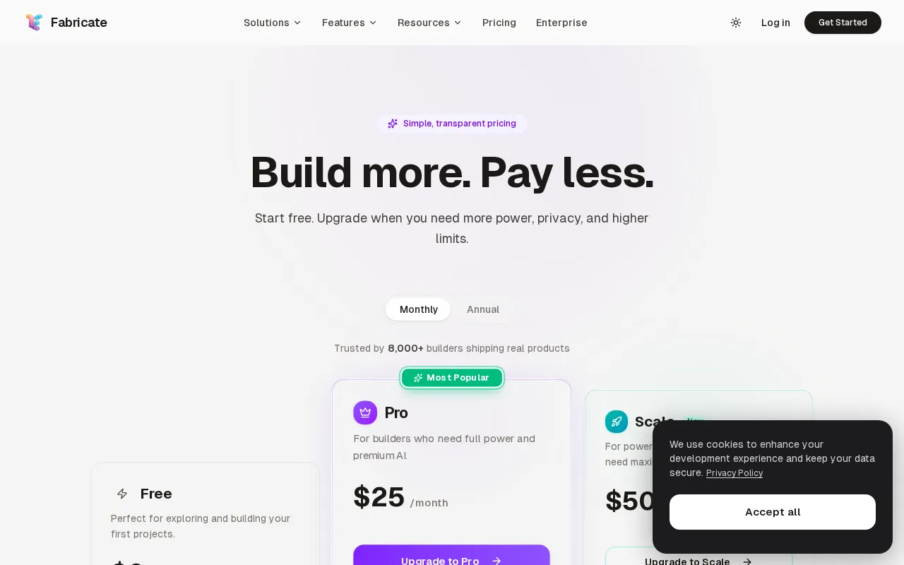 Fabricate — pricing page