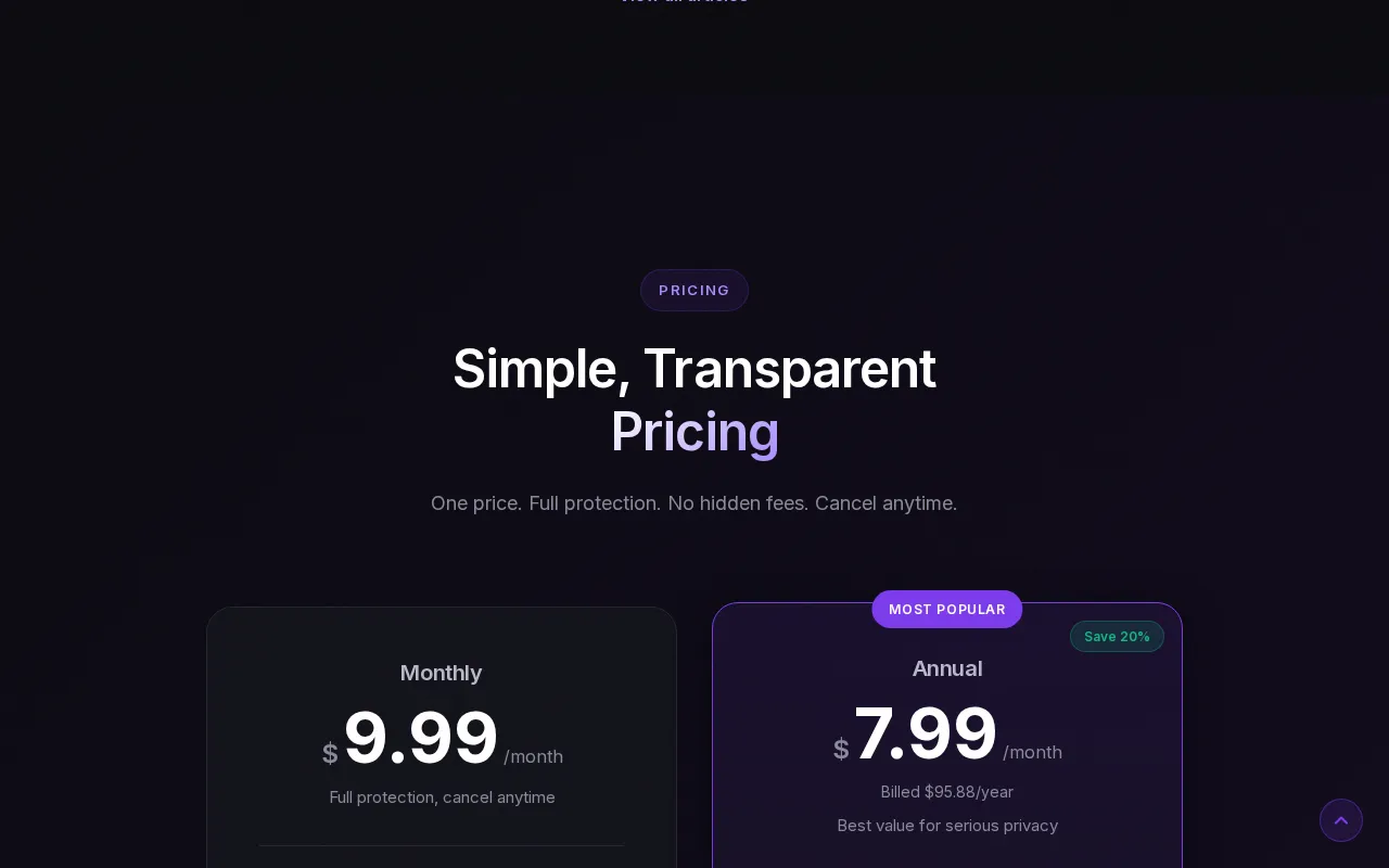 Face Privacy — pricing page