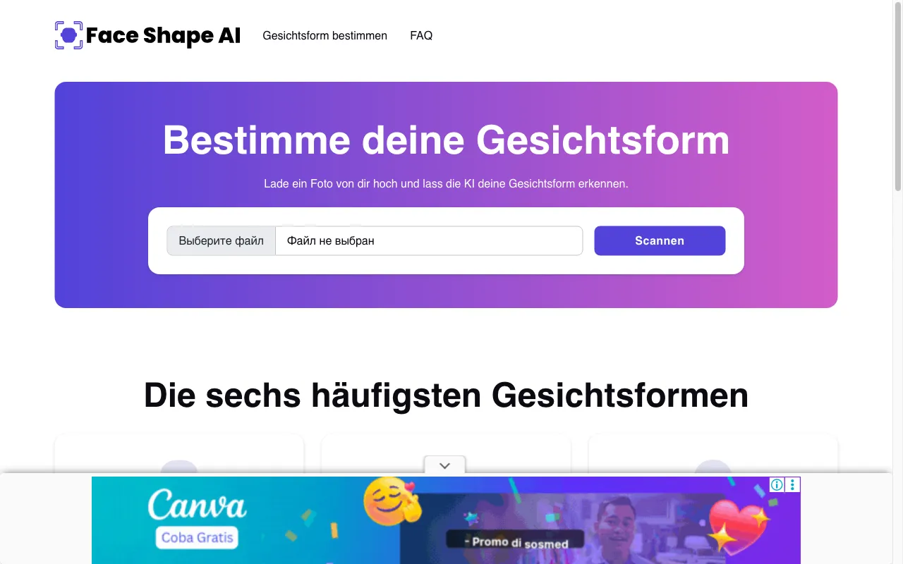 Gesichtsform bestimmen — preview screenshot