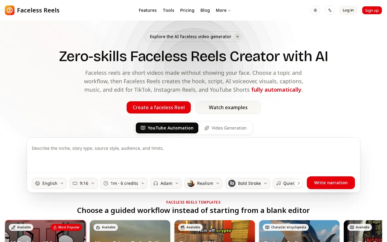 Faceless Reels — preview screenshot
