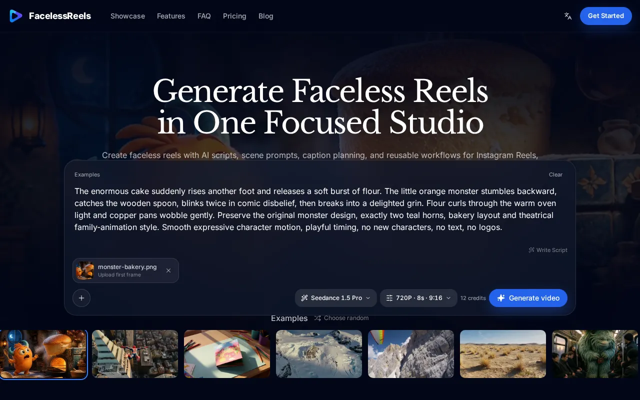 FacelessReels.app — preview screenshot