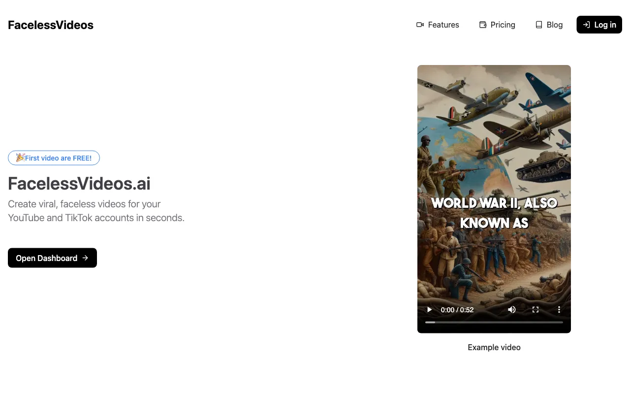 FacelessVideos.AI — preview screenshot