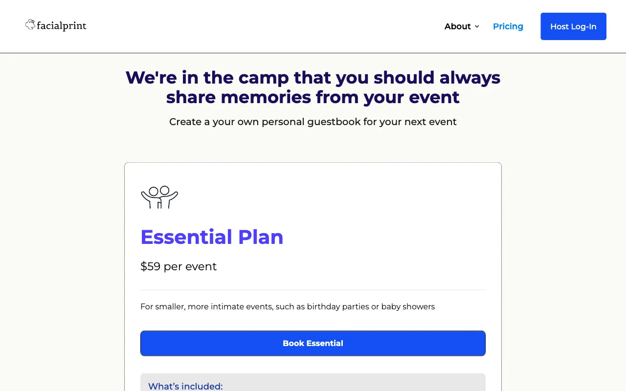 Facialprint — pricing page