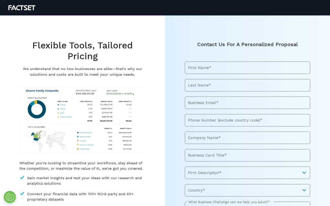 Factset — pricing page