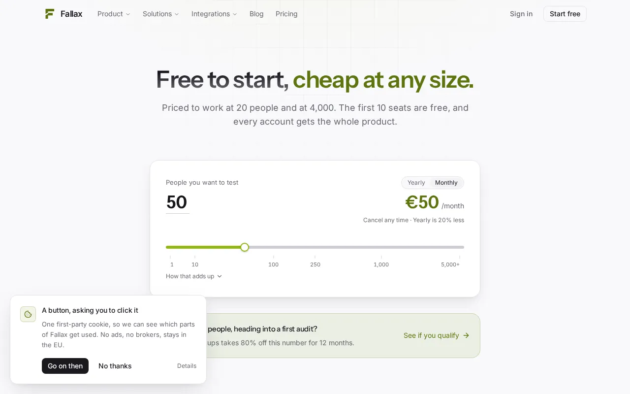 Fallax — pricing page