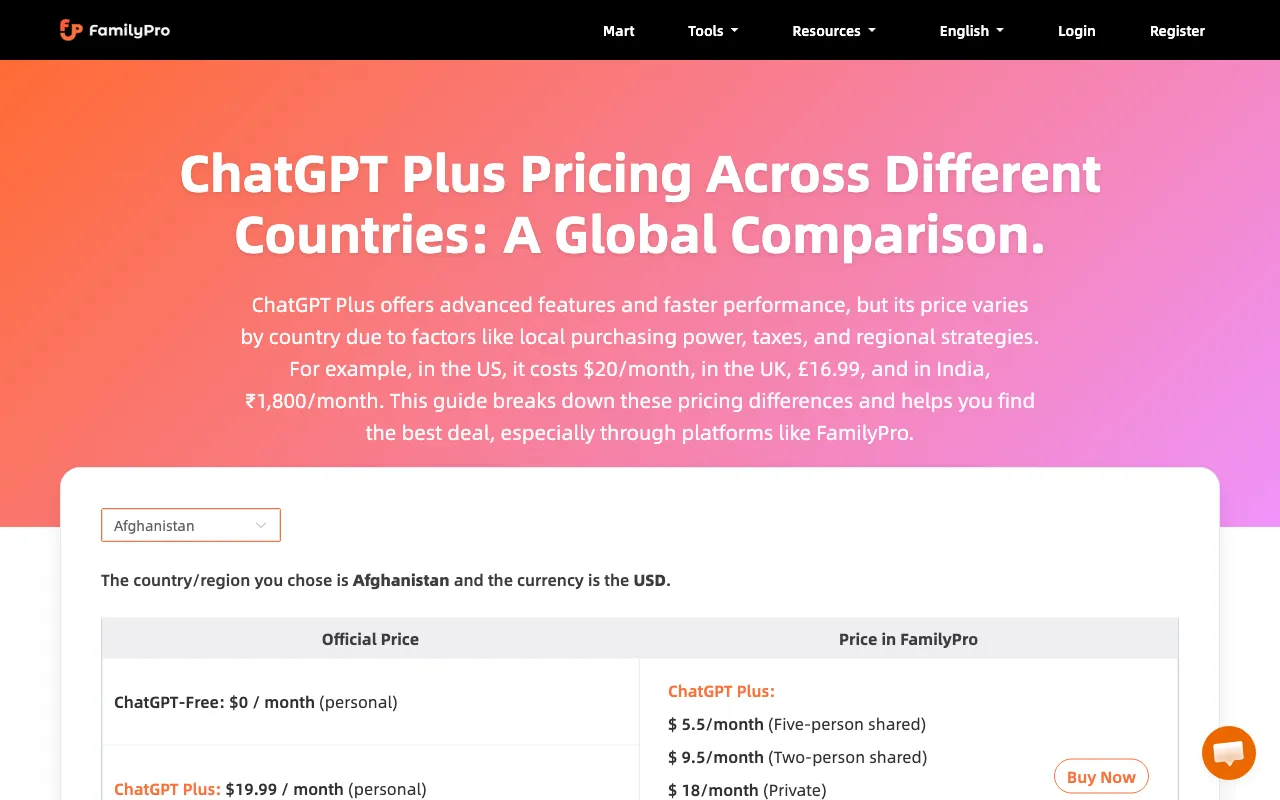 FamilyPro — pricing page