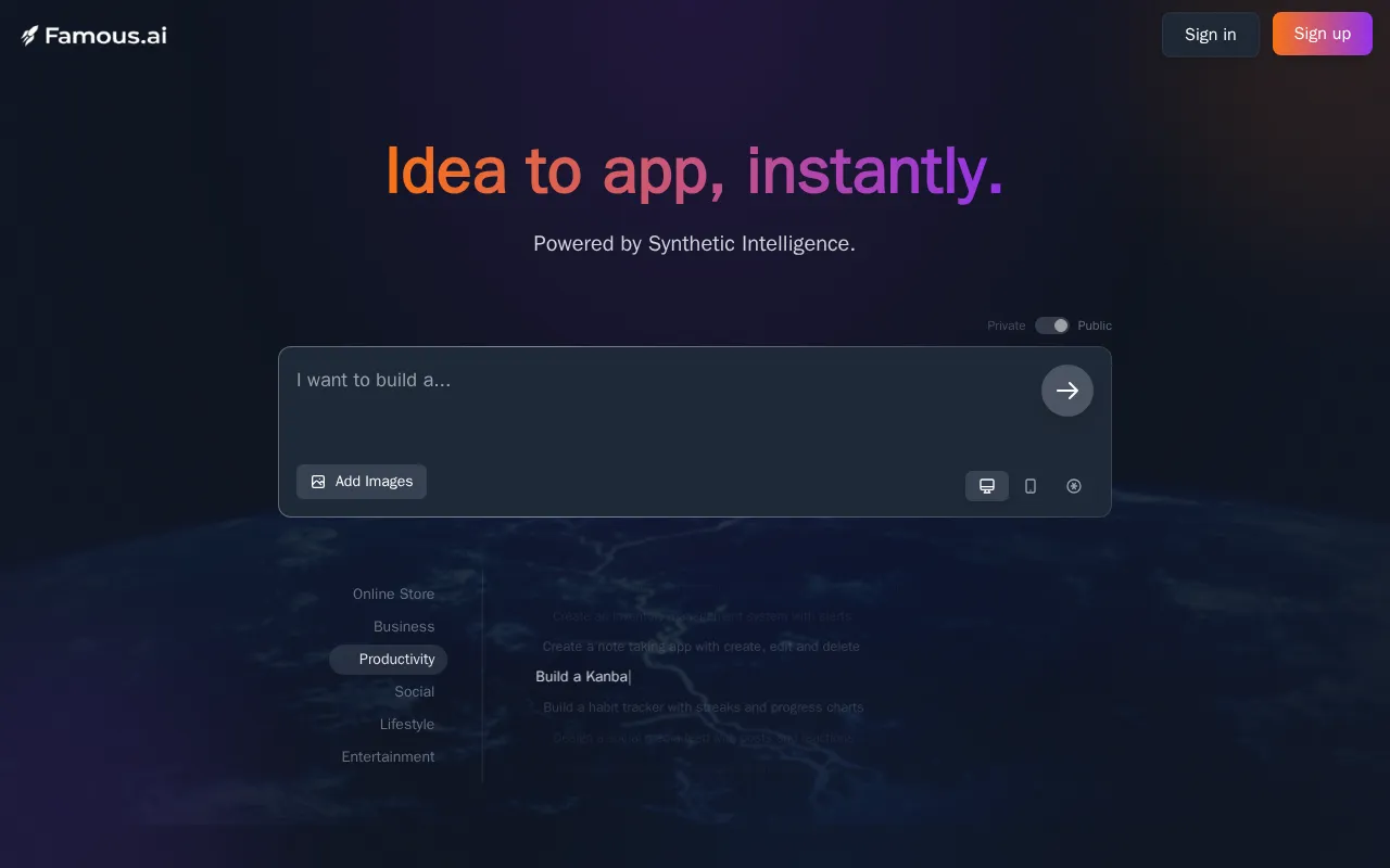 Famous — preview screenshot