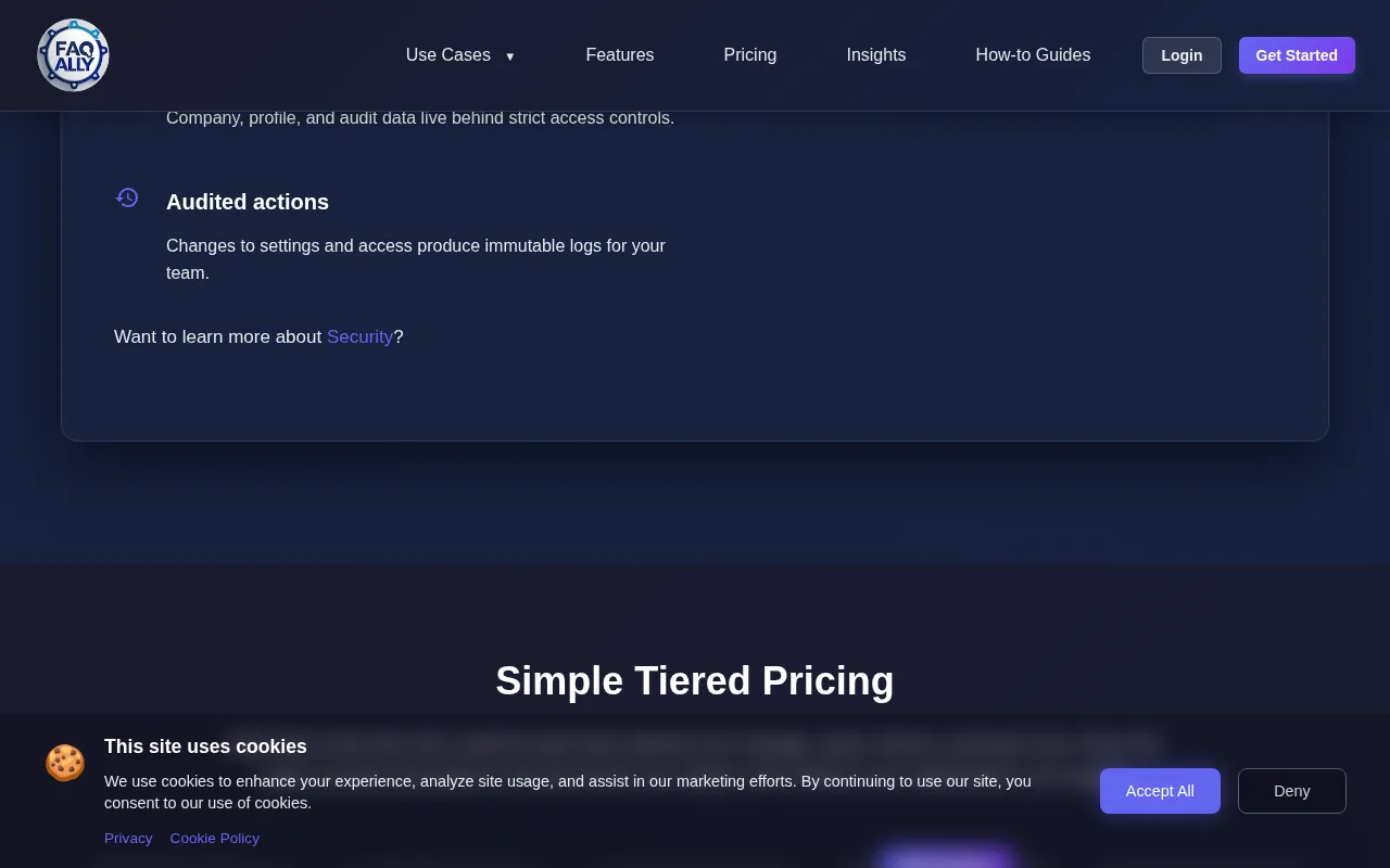 FAQ Ally — pricing page
