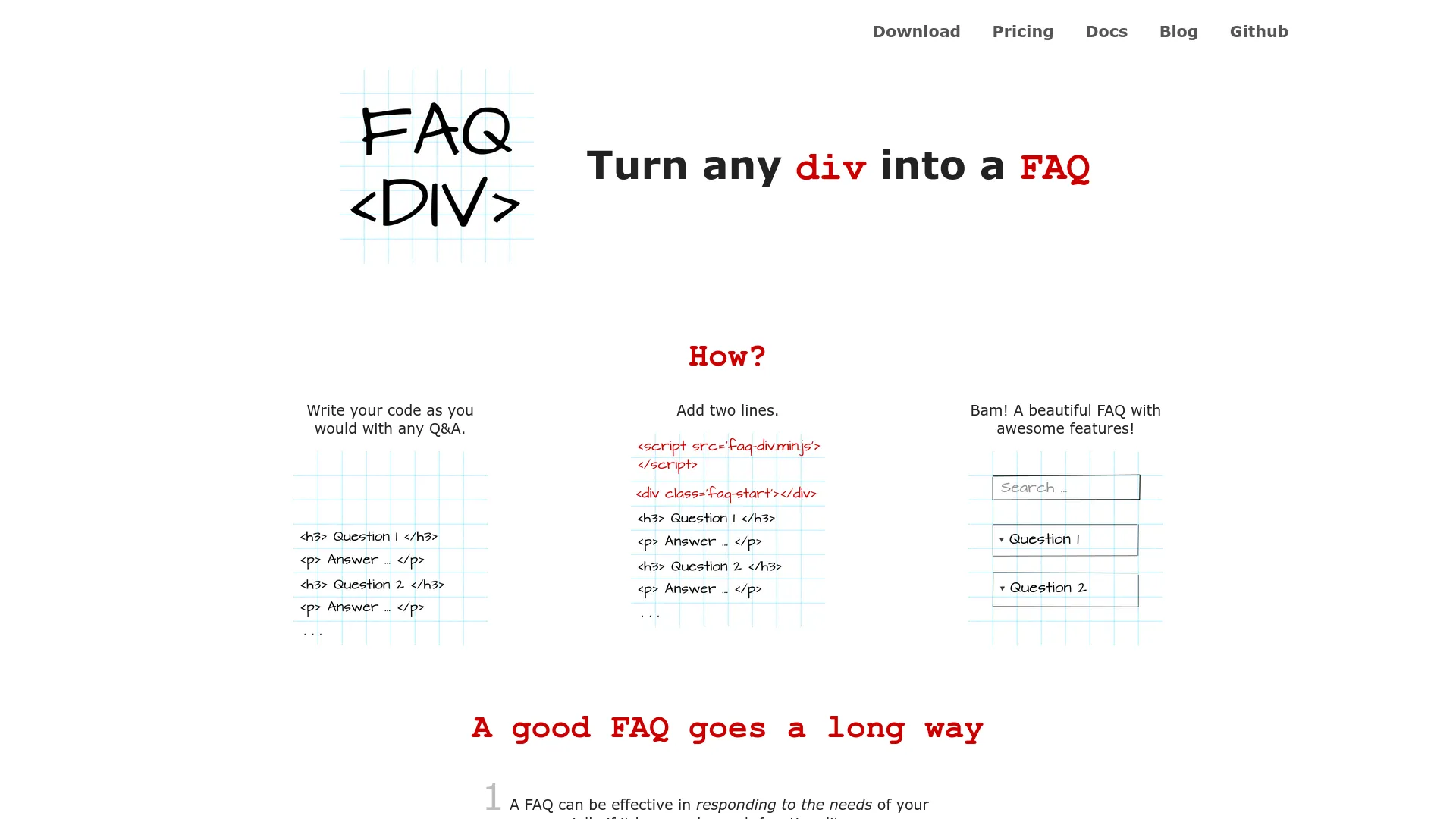 FAQ-div — preview screenshot