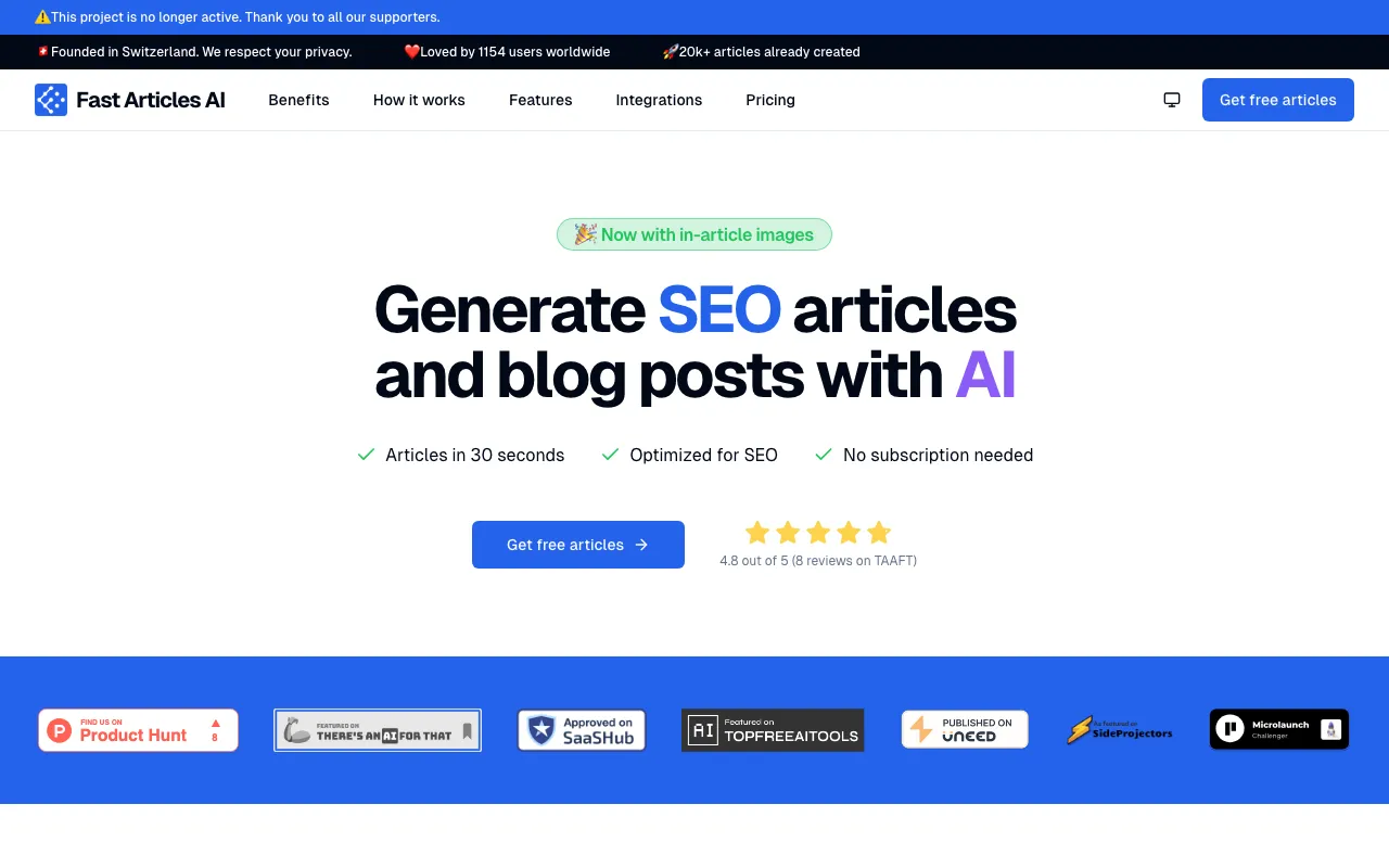 Fast Articles AI — preview screenshot