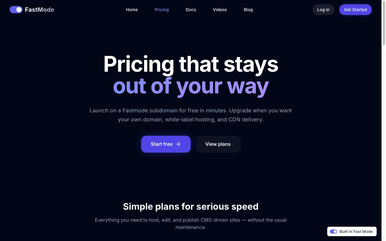 Fastmode AI — pricing page