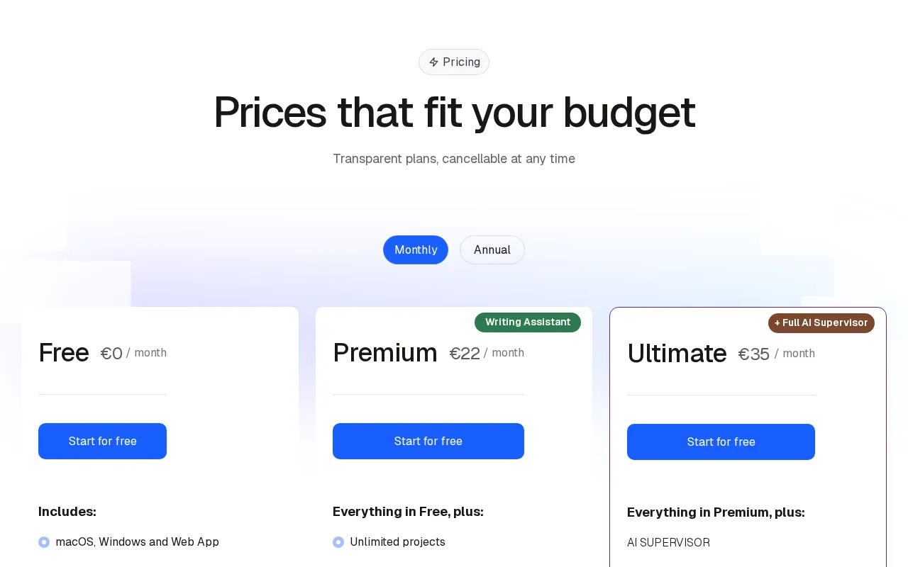 fastwrite — pricing page