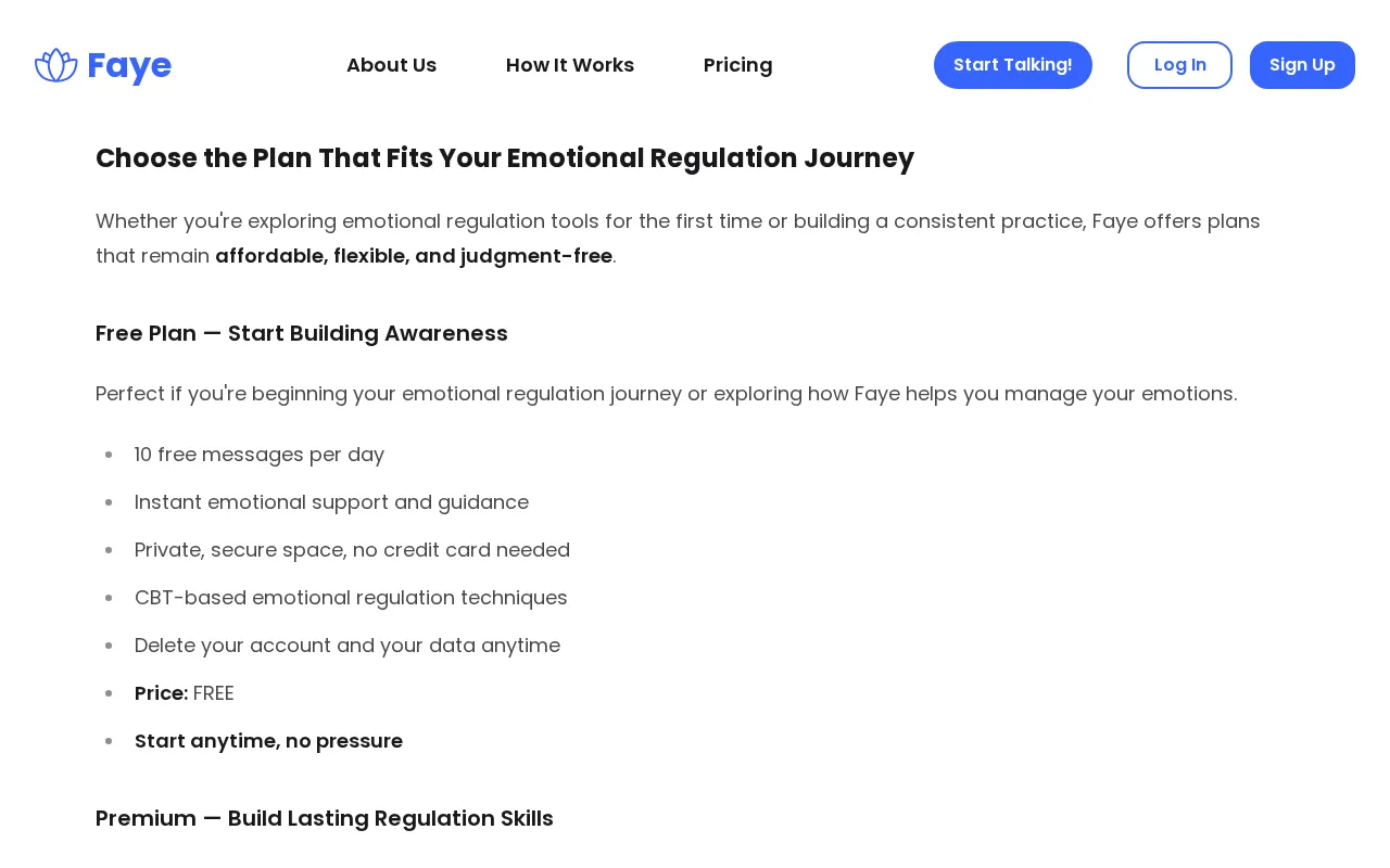 faye — pricing page