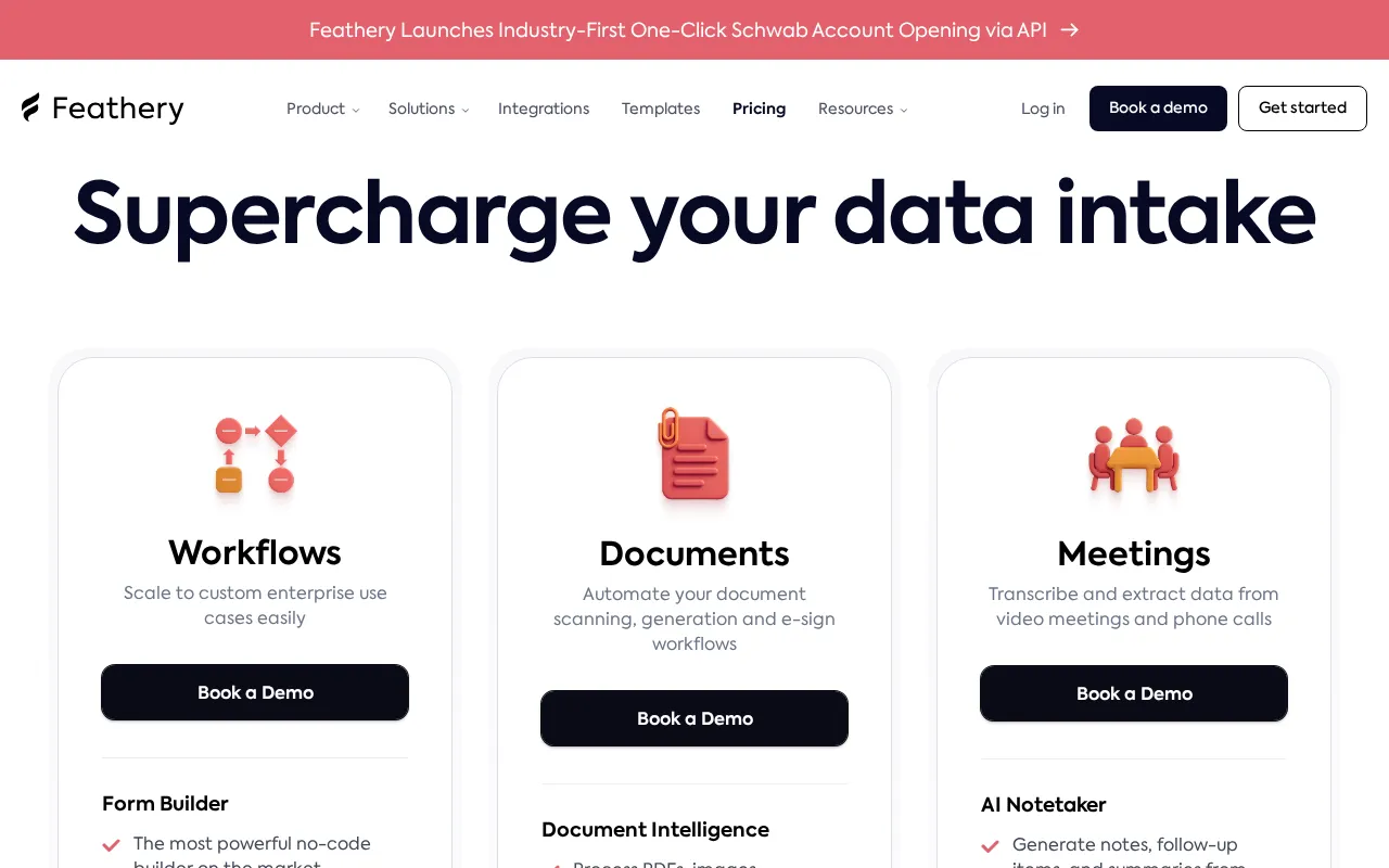 Feathery — pricing page