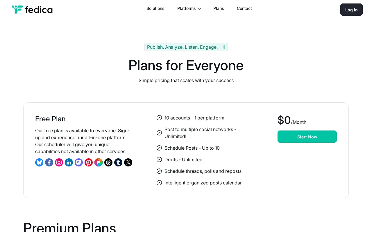 Fedica — pricing page