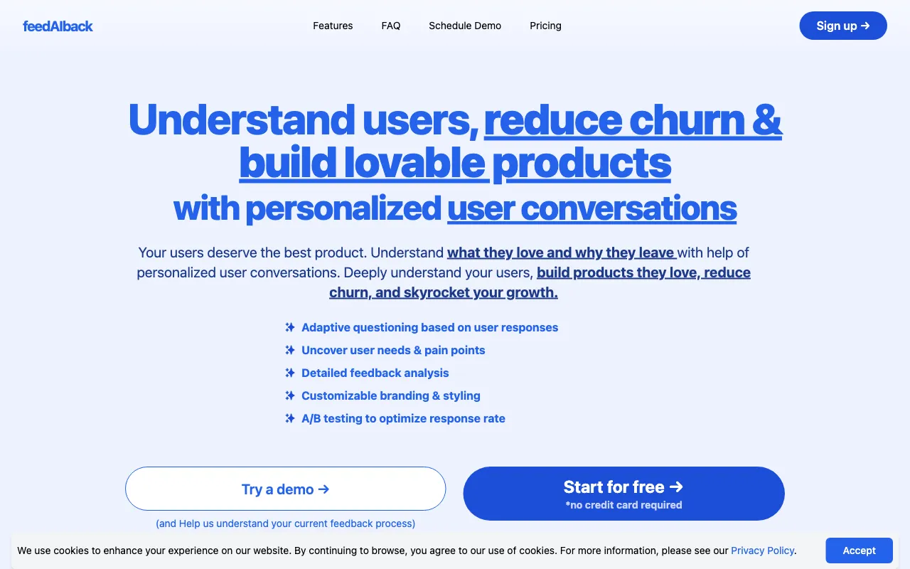 Feed-ai-back:AI driven customer feedback — preview screenshot