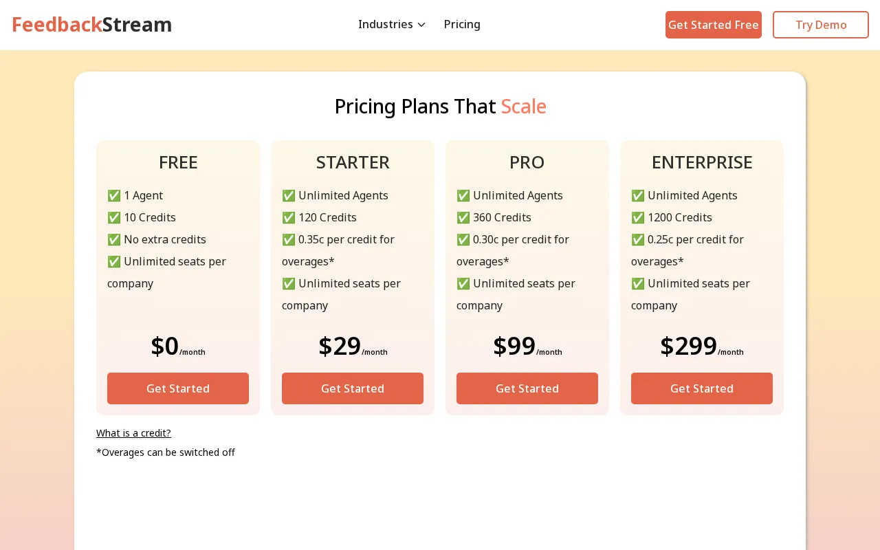 FeedbackStream — pricing page