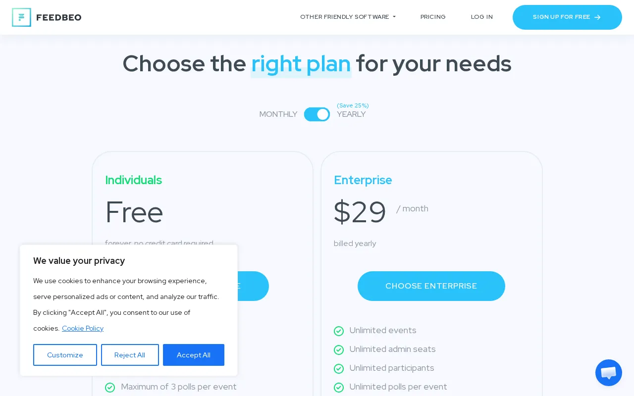 FeedBeo — pricing page