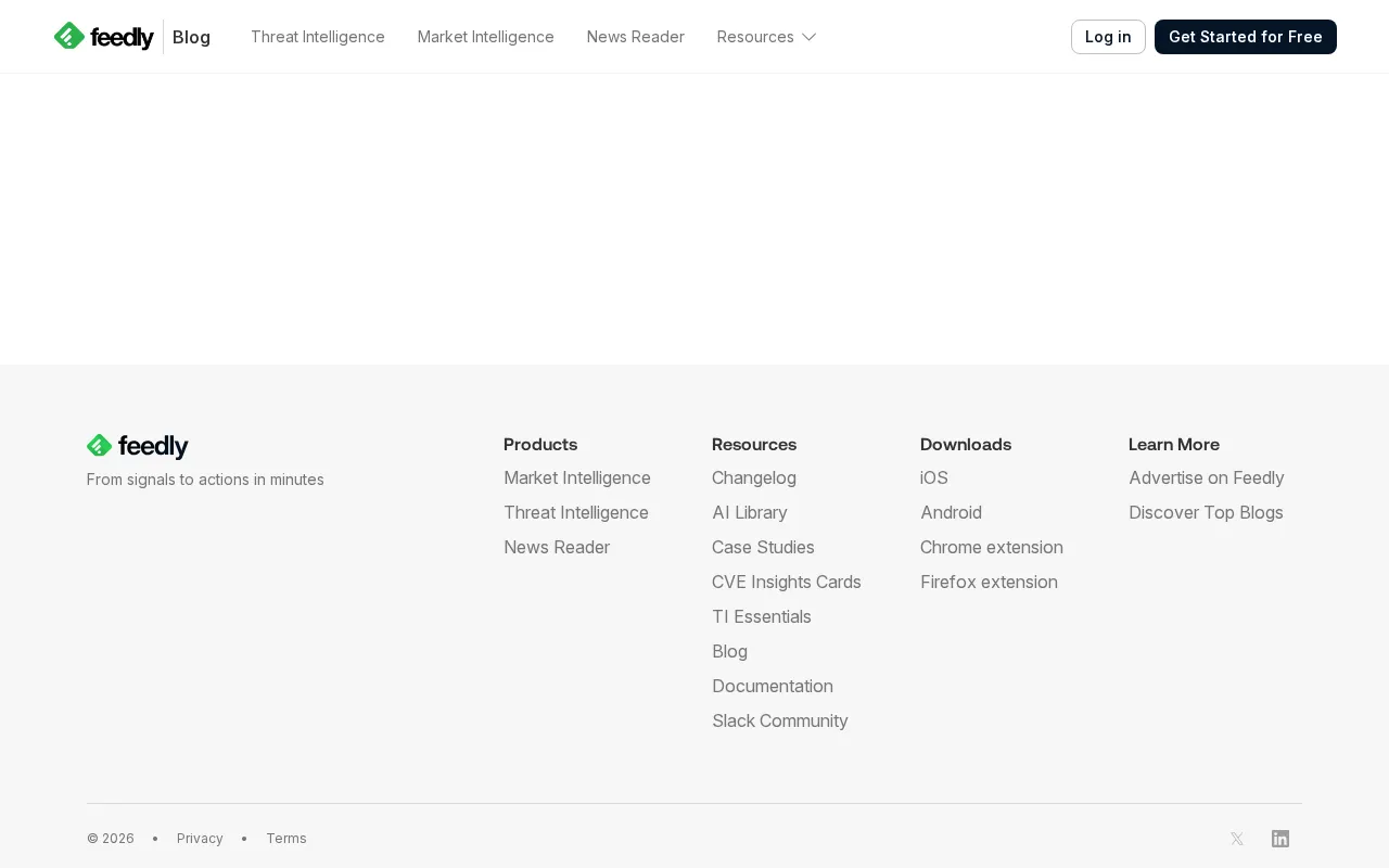 Feedly for Threat Intelligence — preview screenshot