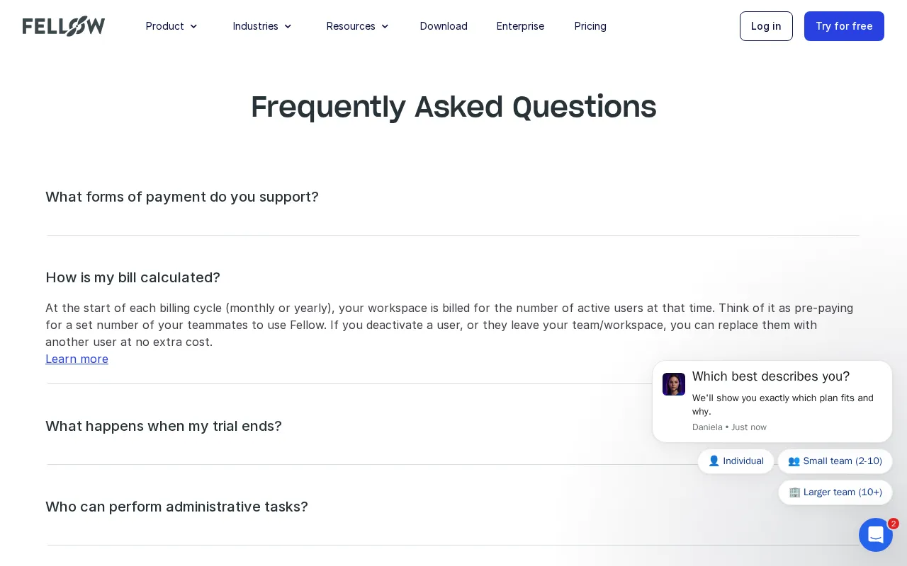 Fellow — pricing page
