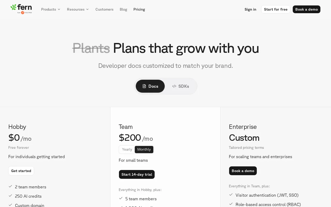 Fern — pricing page