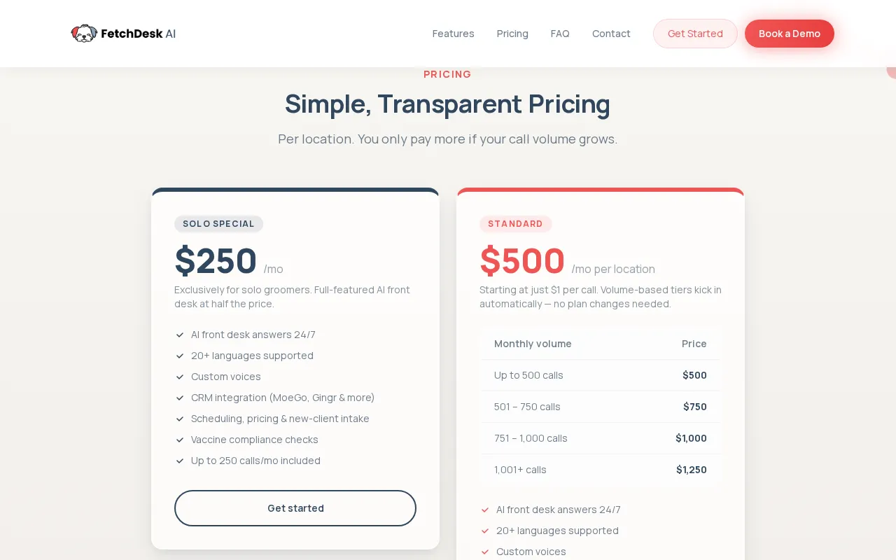 FetchDesk AI — pricing page