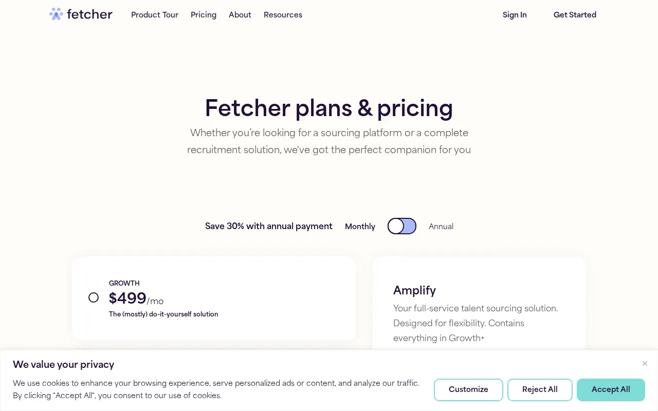 fetcher.ai — pricing page