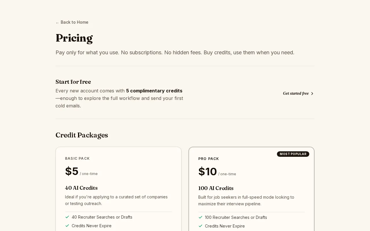 FetchrLy 2.0 — pricing page
