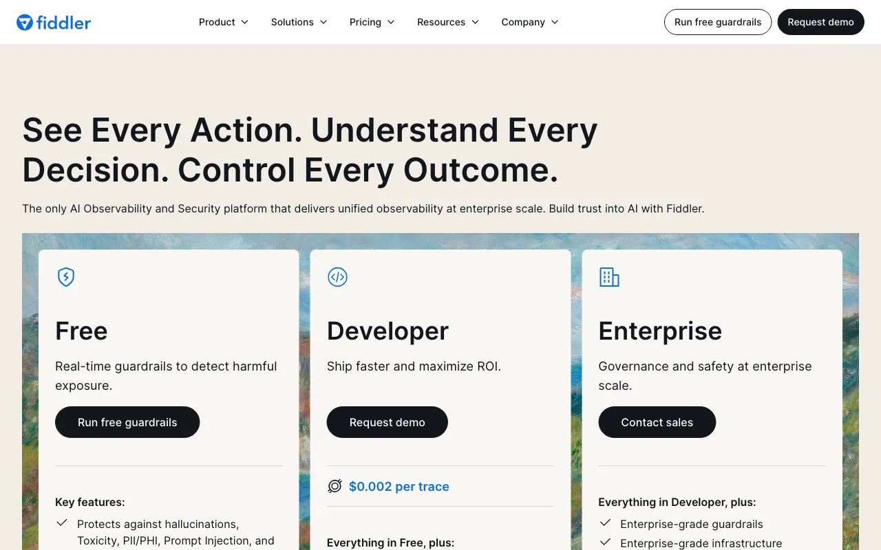 Fiddler AI — pricing page