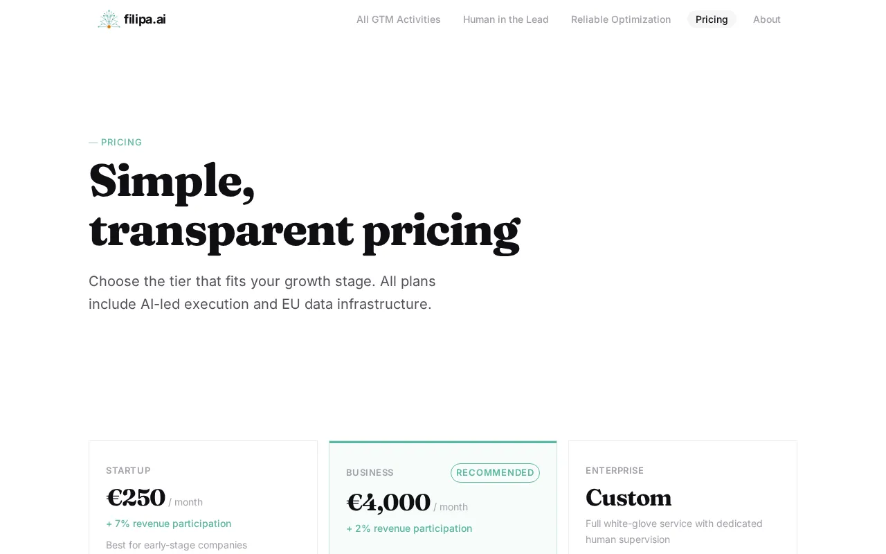 Filipa.ai — pricing page