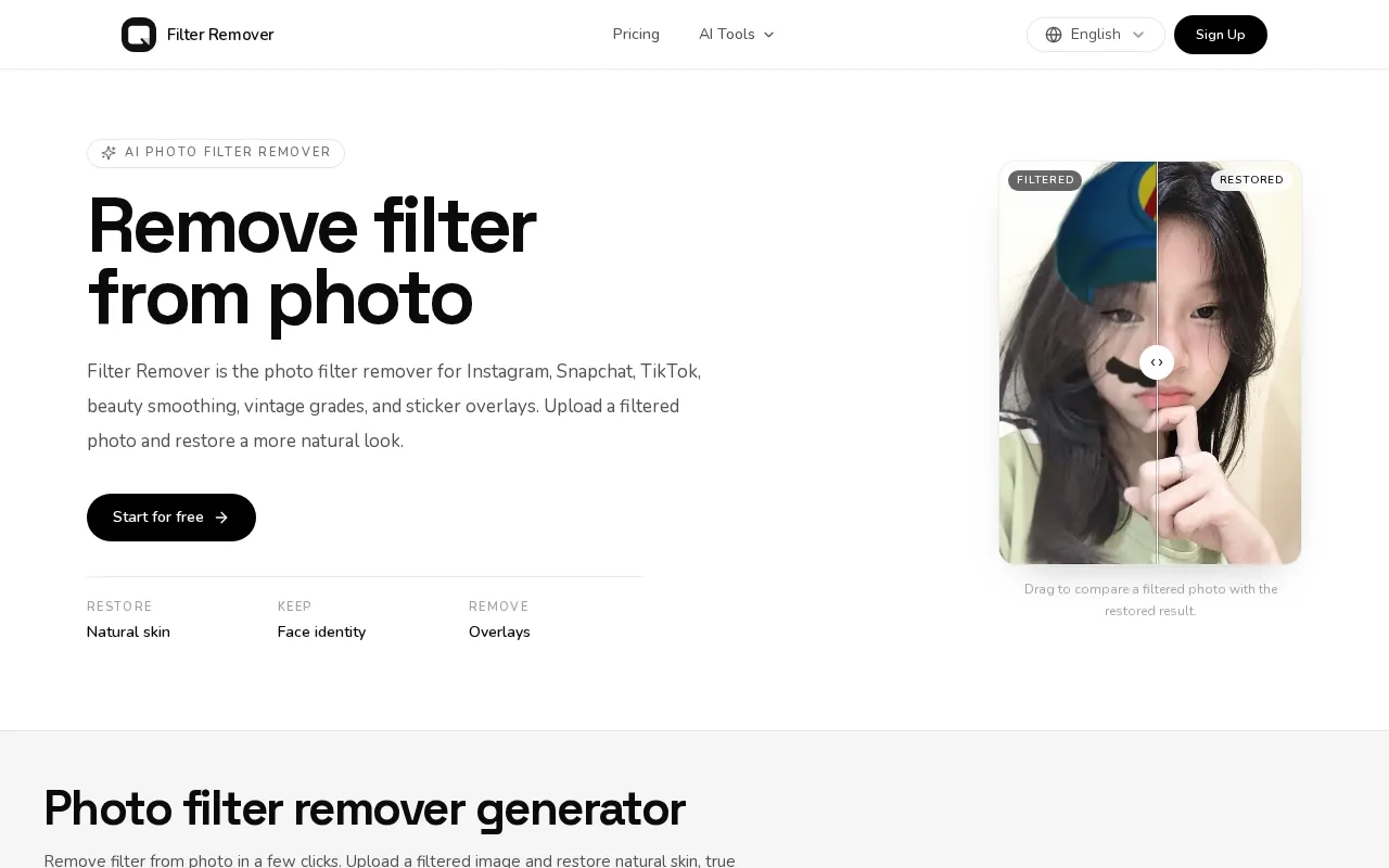 Filter Remover — preview screenshot