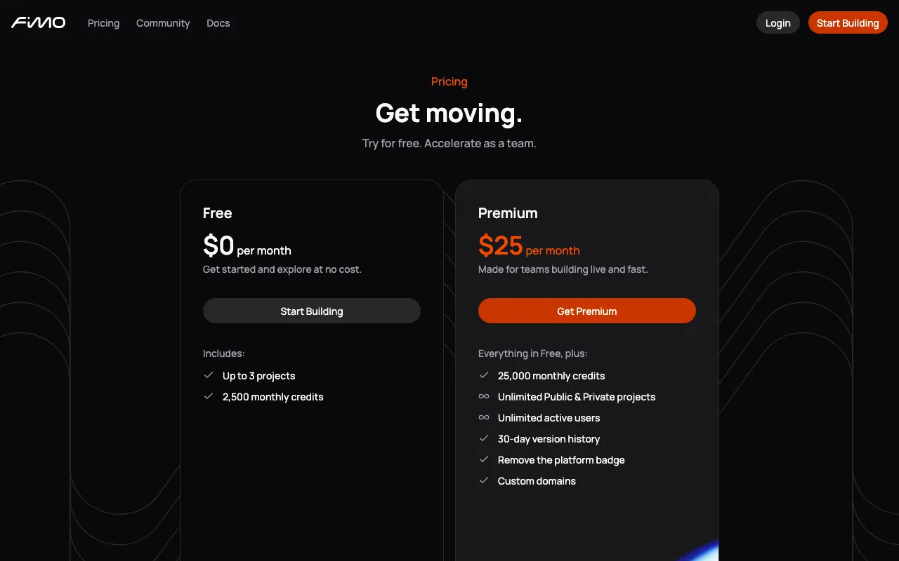 Fimo — pricing page