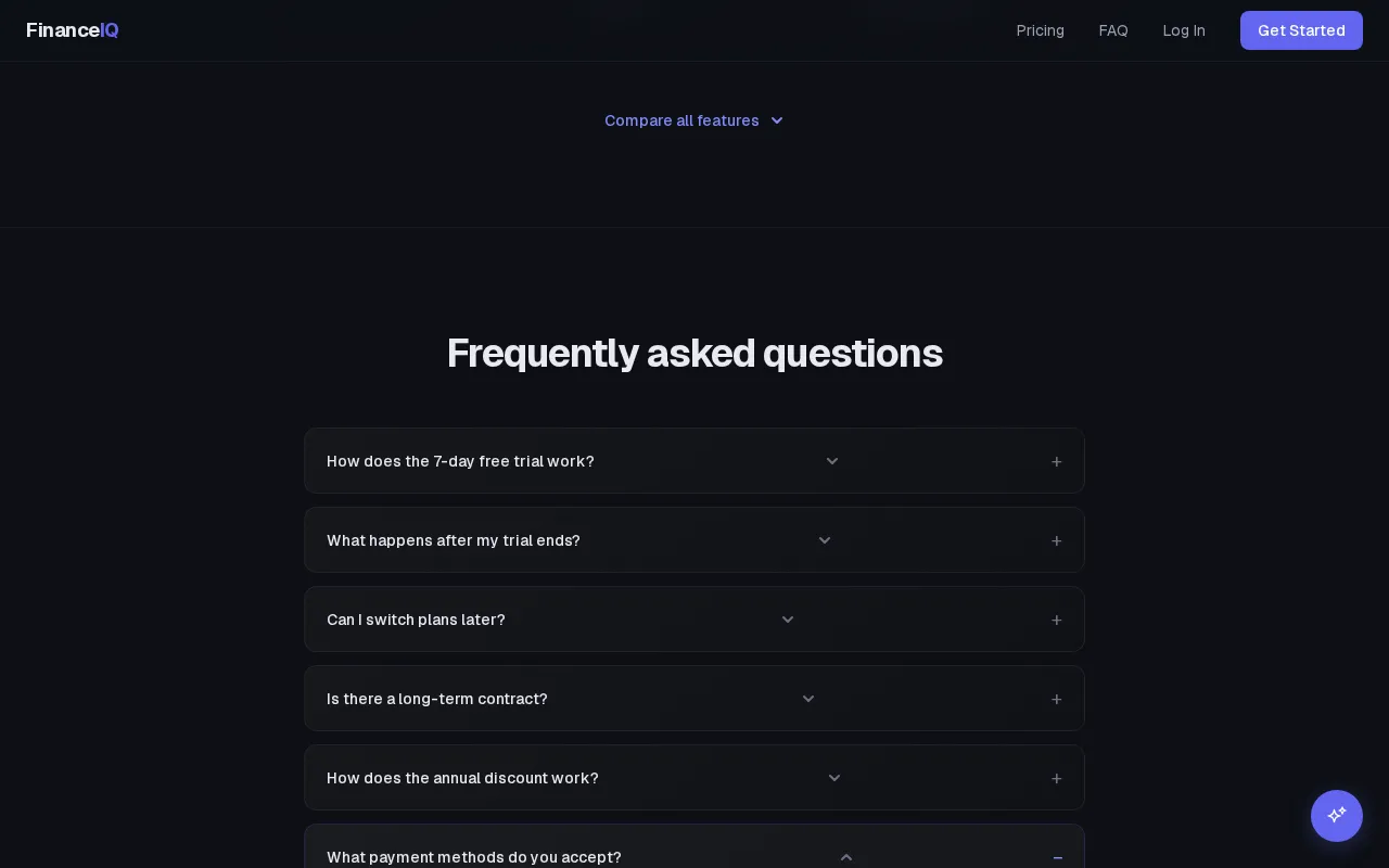 FinanceIQ — pricing page