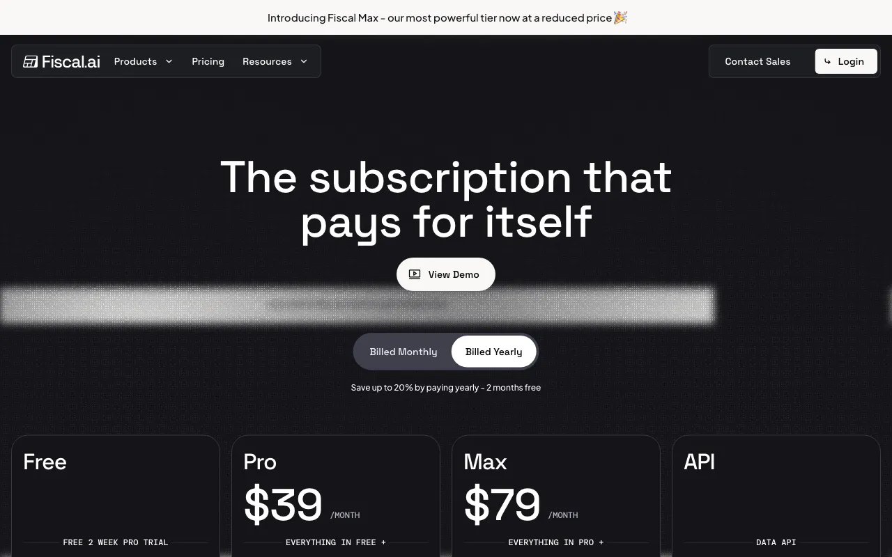 Fiscal.ai — pricing page
