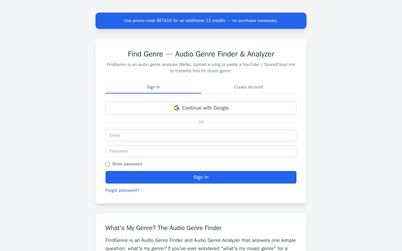 FindGenre — preview screenshot