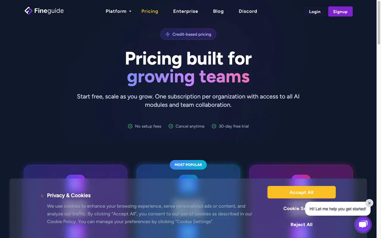 Fineguide.ai — pricing page