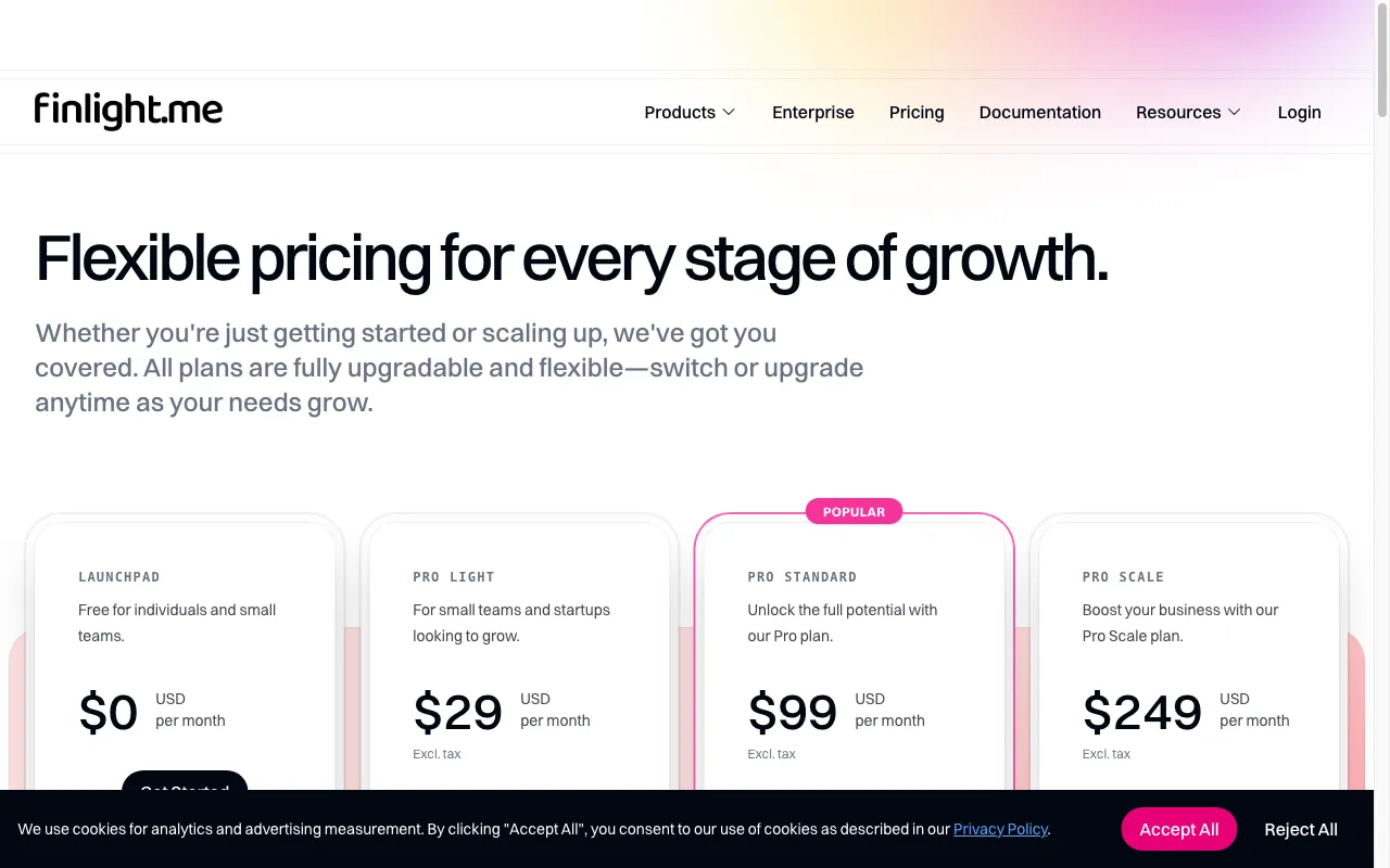 finlight.me — pricing page