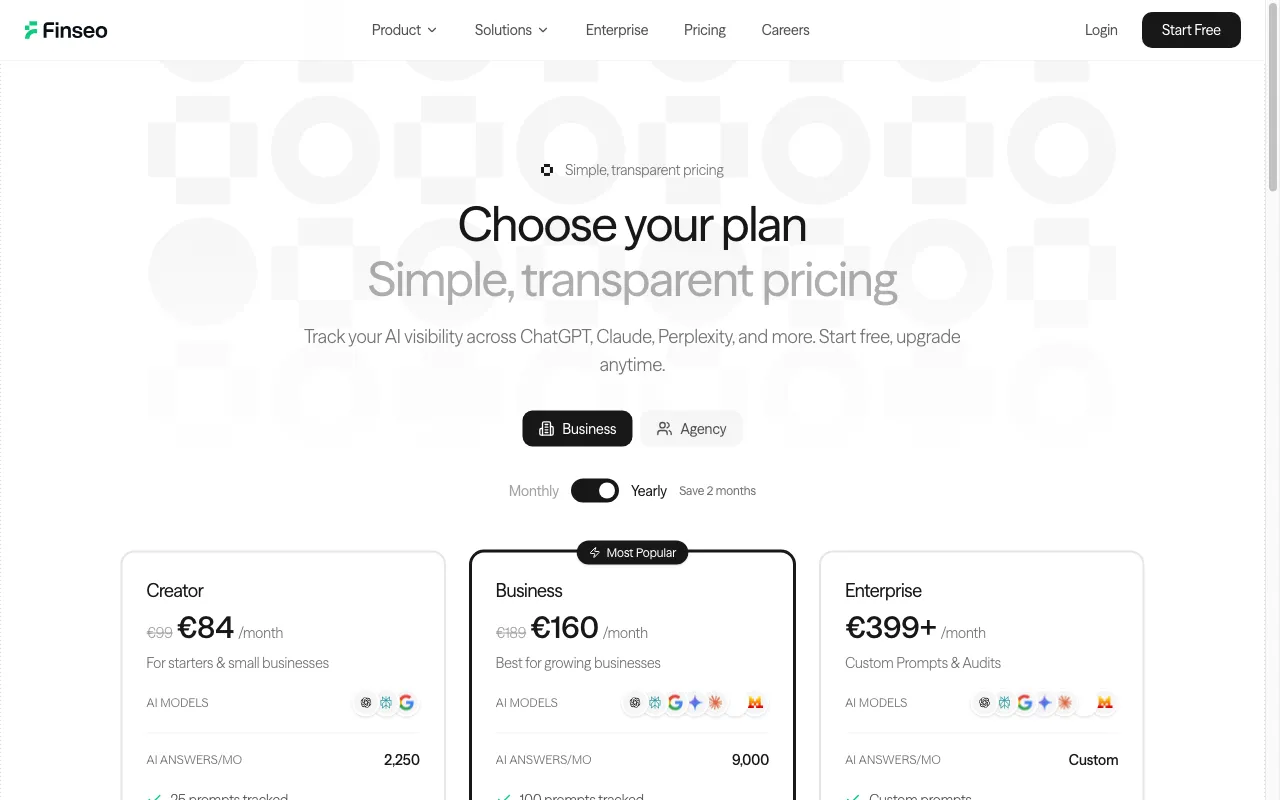 Finseo.ai — pricing page