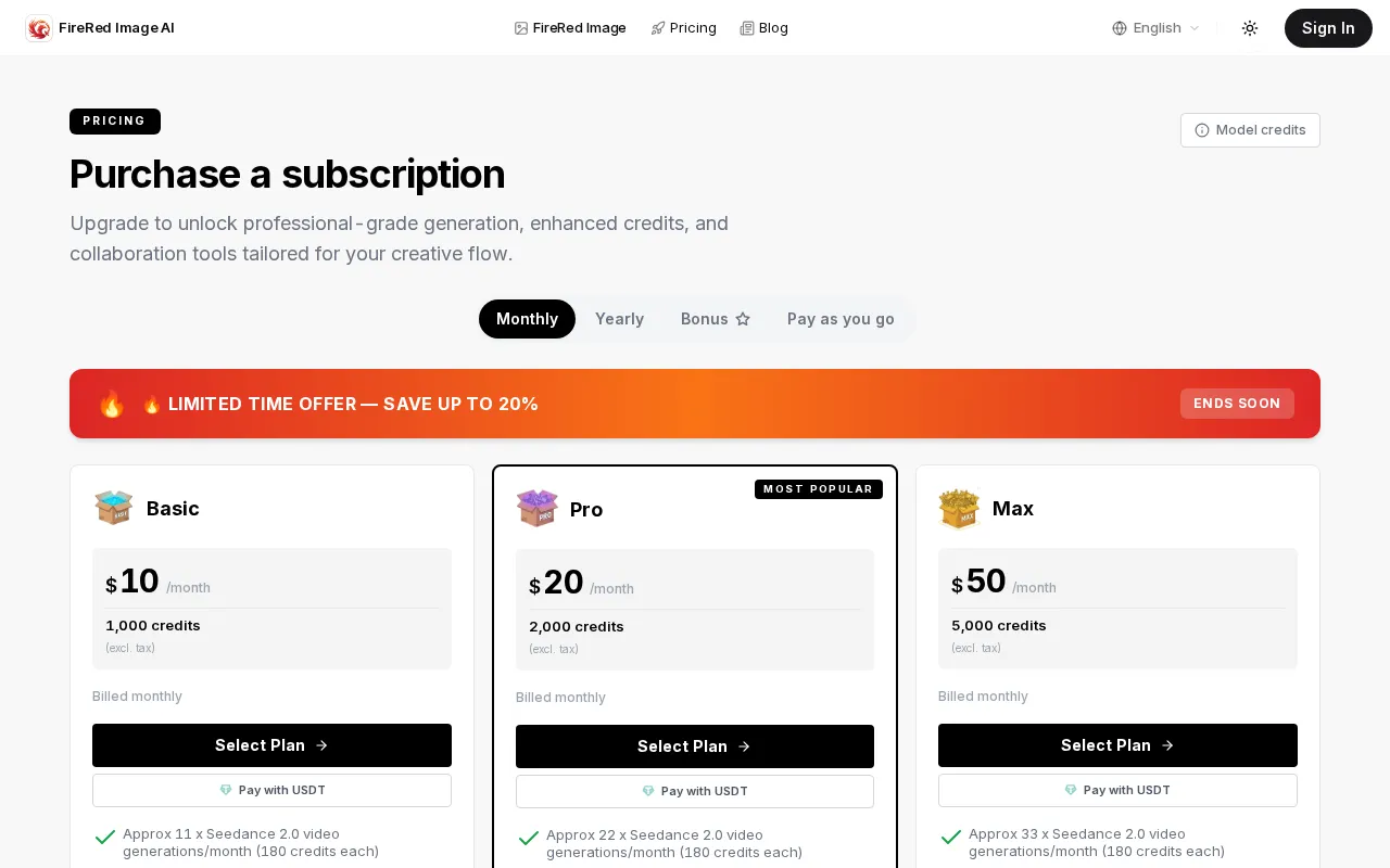FireRed Image — pricing page