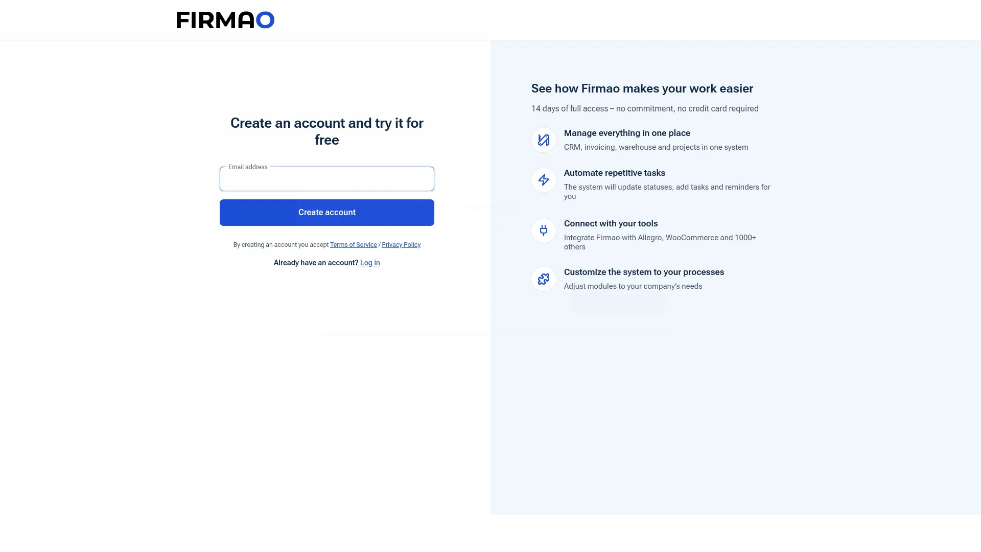 Firmao CRM — preview screenshot