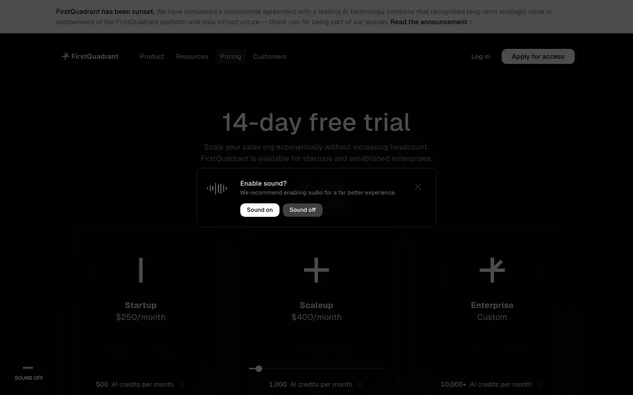 FirstQuadrant — pricing page