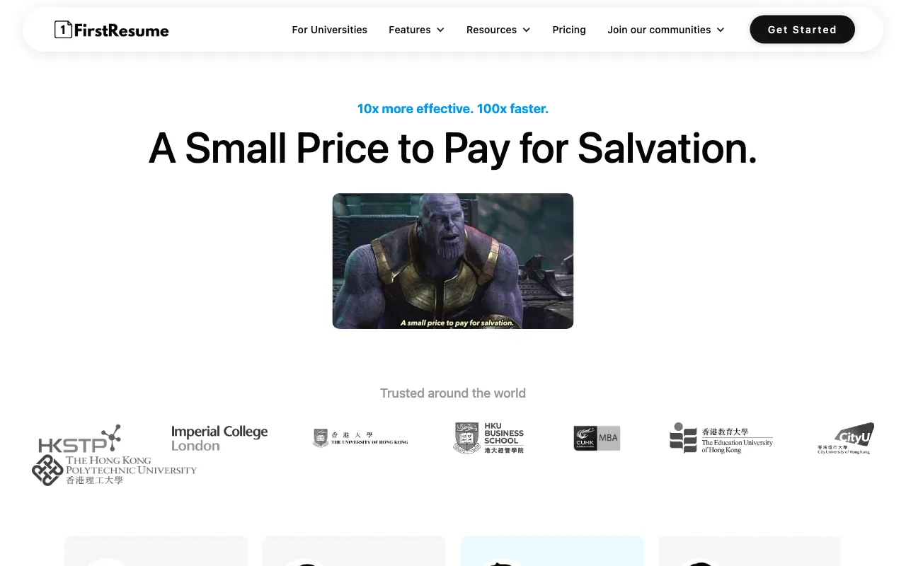 FirstResume — pricing page