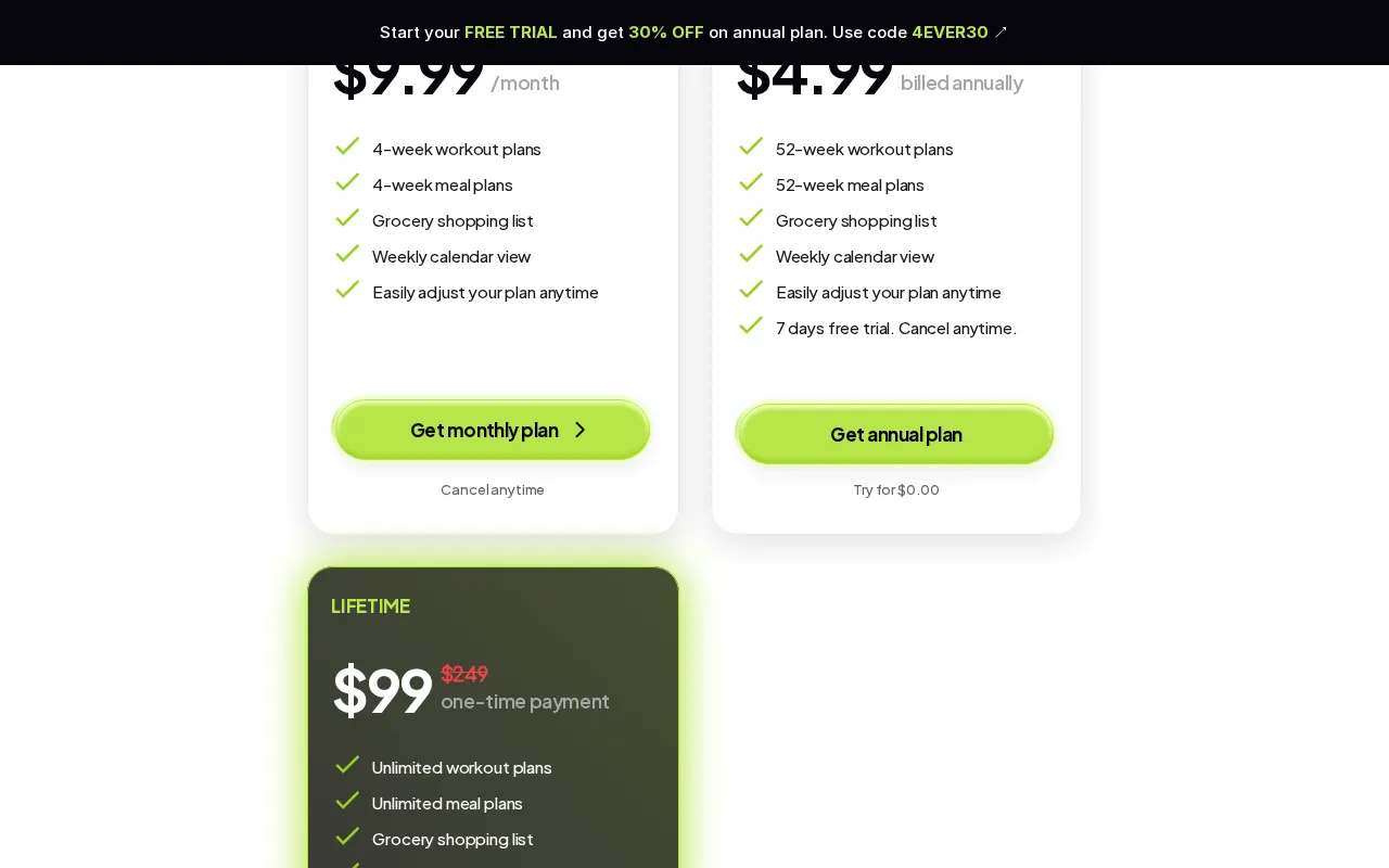 Fit Senpai — pricing page