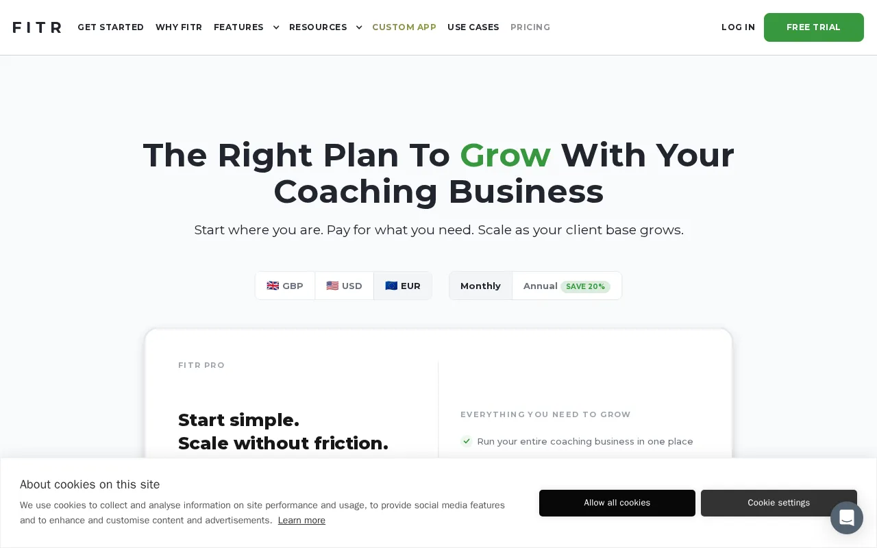 FITR — pricing page