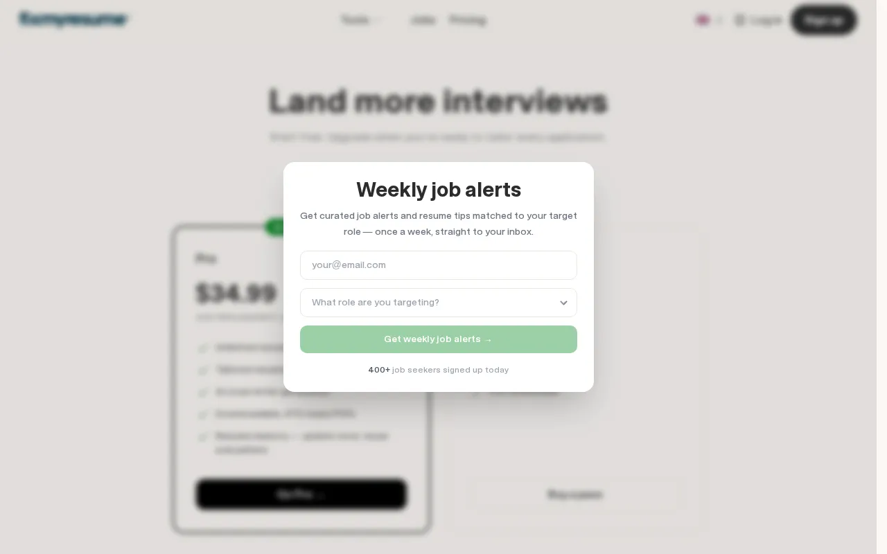Fix My Resume — pricing page